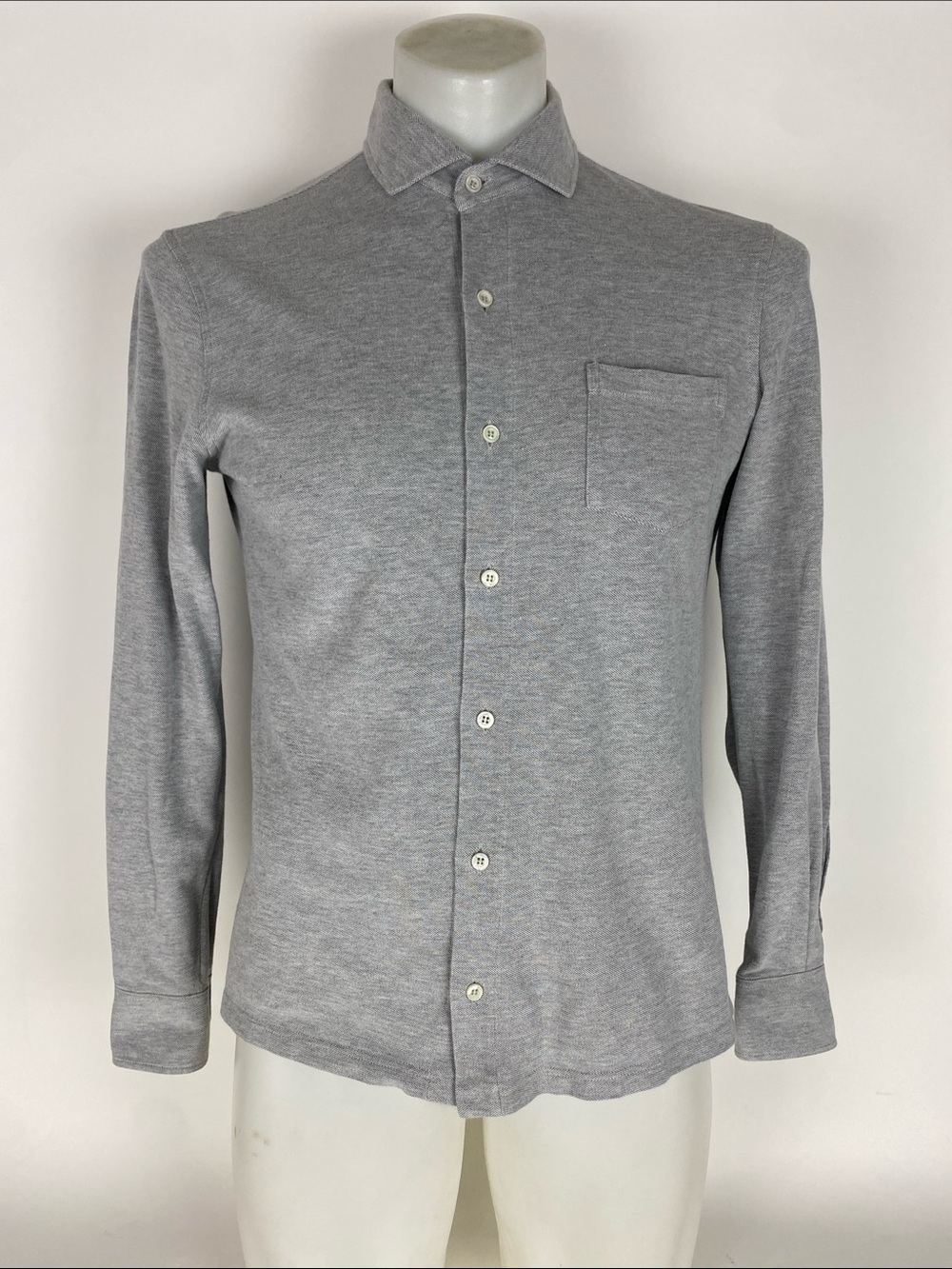 Men's Isaia Napoli Grey Long-Sleeve Button up Shirt size small